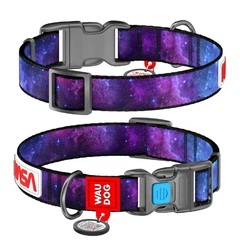 Нашийник для собак нейлоновий WAUDOG Nylon c QR паспортом малюнок «NASA21» пластиковий фастекс XL
