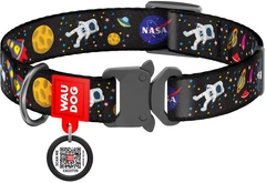 Нашийник для собак нейлоновий WAUDOG Nylon з QR паспортом малюнок "NASA" металічна пряжка-фастекс Ш 20 мм Дов 28-40 см (5120Collar)
