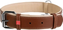 Нашийник для собак шкіряний Collar WAUDOG Soft з QR паспортом, металічні прикраси, L Ш 35 мм Дов 46-60 см (7215)