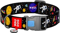 Нашийник для собак нейлоновий WAUDOG Nylon з QR паспортом малюнок NASA пластиковий фастекс XXL Ш 35 мм Дов 46-70 см (284-0047Collar)