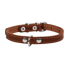 Нашийник для собак Collar класичний шкіряний одинарний коричневий розмір XS2 ширина 12 мм довжина 24-32 см амуніція зі шкіри 00166