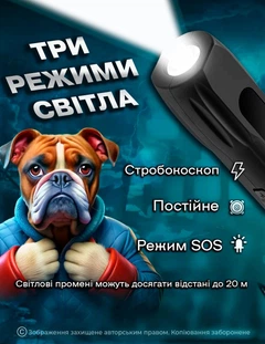 Відлякувач собак ультразвуковий з ліхтариком і звуковим сигналом потужний акумуляторний пристрій захисту від собак DKWAY Q7 чорний