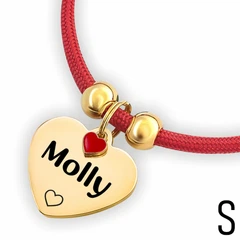 Без бренда Адресник у формі серця для котів і собак із гравіюванням імені та номера телефону Heart золотистий жетон на шнурку від втрати домашньої тварини, S (21х24 мм) , червоний