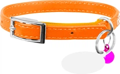 Нашийник Collar WAUCAT GLAMOUR з гумкою, клейовими стразами "Квіточка" Для котів (ширина 9 мм, Довжина 22-30 см) Помаранчевий (32554Collar)