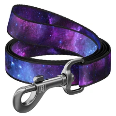 Повідець нейлоновий WAUDOG Nylon NASA21, космічний принт, M (20 мм × 300 см), металевий карабін, для собак, 761-0148