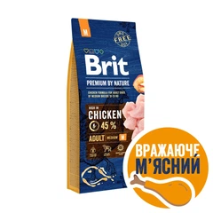 Brit Premium Корм сухий 15 кг для Дорослих собак Середніх порід Вагою 10-25 кг з Куркою Premium Dog Adult M Brit