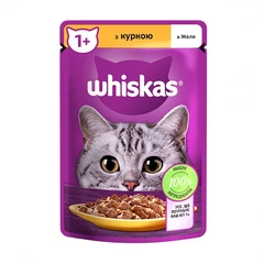 Whiskas Вологий корм (шматочки в желе) з куркою для дорослих котів