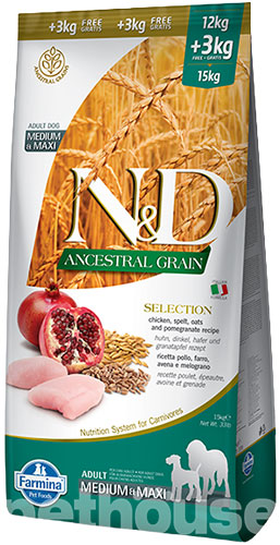 Farmina N&D Ancestral Grain Selection Dog Adult Medium & Maxi Chicken & Pomegranate