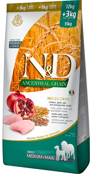 Farmina N&D Ancestral Grain Selection Dog Adult Medium & Maxi Chicken & Pomegranate