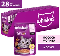 Упаковка вологого корму для кішок Whiskas TastyMix Лосось, Морква 28 шт х 85 г (4770608262600)