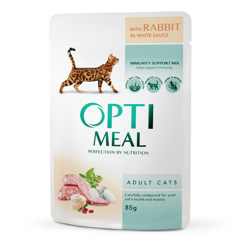 Optimeal Вологий корм (шматочки в соусі) з кроликом для дорослих котів