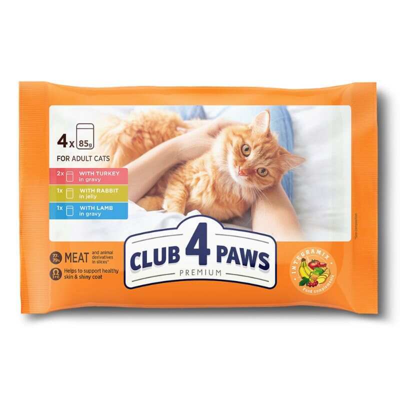 Club 4 Paws Вологий корм (шматочки в желе) з кроликом для дорослих котів