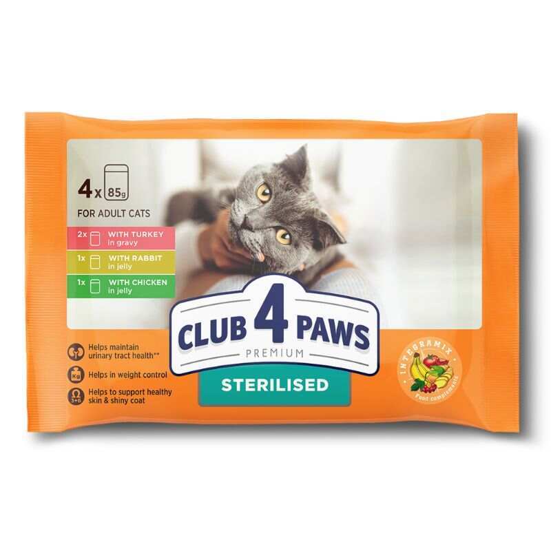 Club 4 Paws Вологий корм (шматочки в желе) з кроликом для дорослих котів