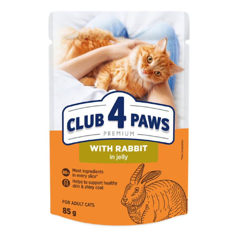 Club 4 Paws Вологий корм (шматочки в желе) з кроликом для дорослих котів