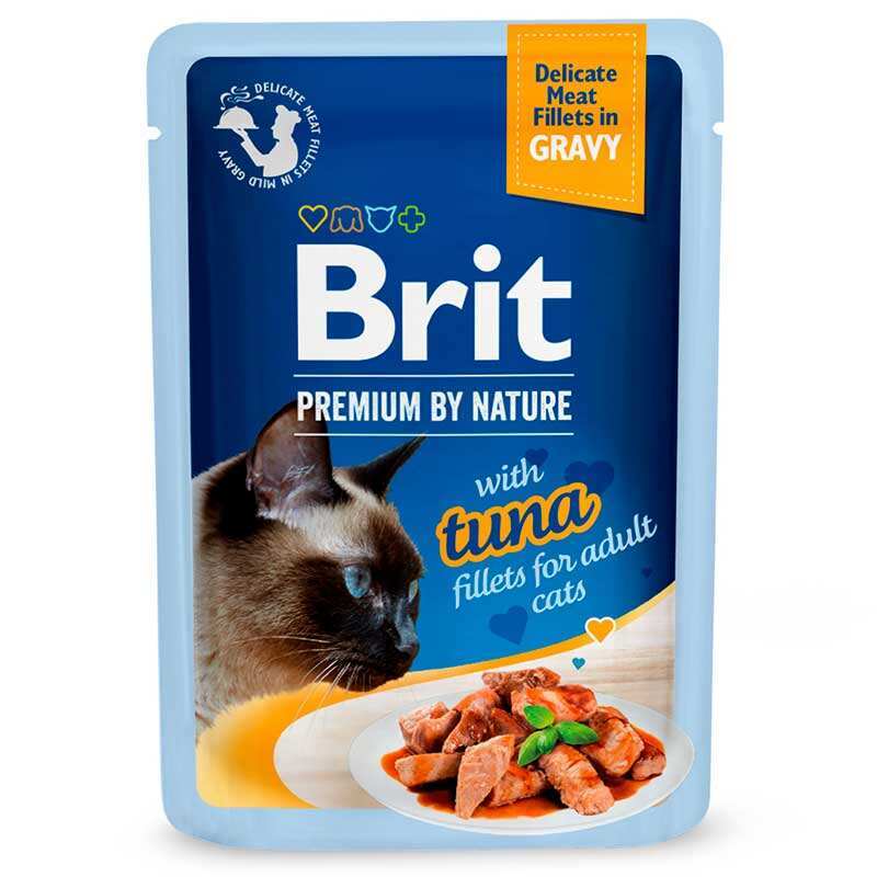 Brit Premium Вологий корм (шматочки в соусі) з м'ясо та м'ясні субпродукти риба тунець для котів