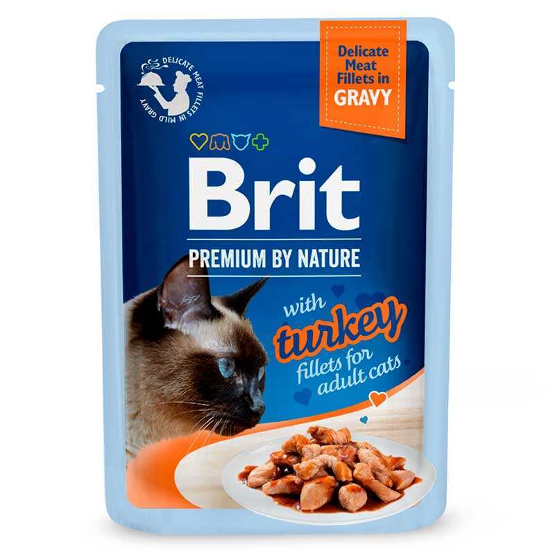 Brit Premium Вологий корм (шматочки в соусі) з м'ясо та м'ясні субпродукти індичка для котів