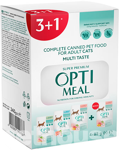 Optimeal Cat Mix Шматочки з кроликом, фореллю та індичкою для котів