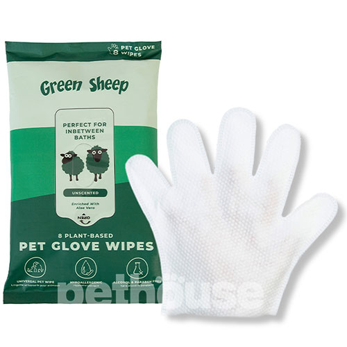 Green Sheep Plant-Based Pet Glove Wipes Вологі серветки-рукавички для домашніх тварин