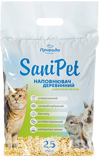 Природа SaniPet Наповнювач деревний "Універсальний", з ароматом яблука