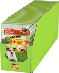 Упаковка вологого корму Purina Friskies Adult для дорослих собак шматочки у підливці з яловичиною та картоплею 85 г х 26 шт (8445290751027)