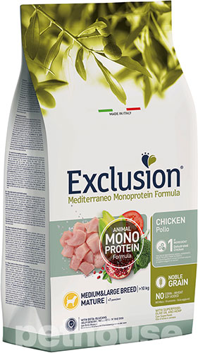 Exclusion Noble Grain Mature Chicken Medium&Large Breed – Монопротеїновий корм з куркою для собак похилого віку середніх та великих порід