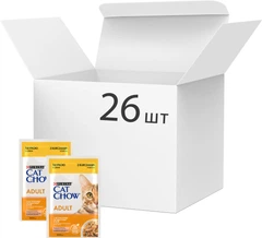 Упаковка вологого корму для дорослих кішок Purina Cat Chow Adult з куркою і цукіні 85 г x 26 шт.