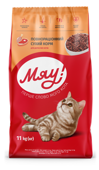 Сухий повнораціонний корм Мяу! для дорослих котів з куркою 11 кг (B1240302)