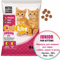 Nutra 5 Stars Корм для кошенят Cat Like Junior 10 кг — курка, риба, рис