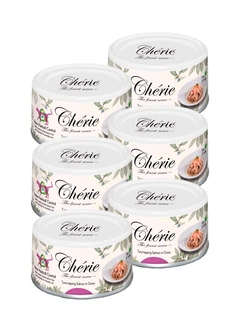 Упаковка вологого корму Cherie Hairball Control для котів з тунцем та лососем у соусі для контролю утворення грудочок шерсті 80 г 6 шт