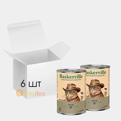 Упаковка вологого корму для котів Baskerville, телятина, 400г (6 шт)