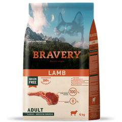 Сихий корм для собак средних и крупных пород BRAVERY Lamb Large/Medium Adult с ягненком 4 кг