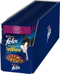 Упаковка вологого корму для котів Purina Felix Sensations з качкою та шпинатом у желе 26 шт по 85 г (7613039831298)