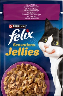 Упаковка вологого корму для котів Purina Felix Sensations з качкою та шпинатом у желе 26 шт по 85 г (7613039831298)