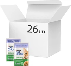 Упаковка вологого корму для дорослих стерилізованих кішок Purina Cat Chow Sterilised з ягням і зеленою квасолею 85 г х 26 шт.