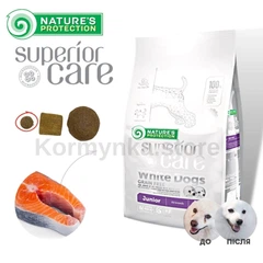 Сухий беззерновий корм для юніорів усіх порід із лососем Nature's Protection Superior Care White Dogs Grain Free Junior, 1,5 кг (NPSC45671)