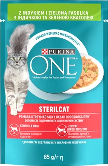 Упаковка вологого корму для стерилізованих кішок Purina One Sterilcat з індичкою та зеленою квасолею 26х85 г (7613287901958)