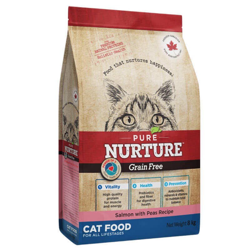 Pure Nurture Grain Free - Сухий беззерновий корм з лососем та горошком для котів для всіх етапів життя