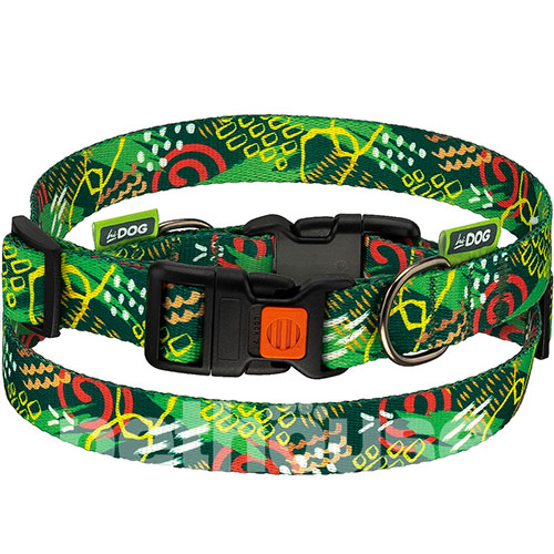 HiDog Нейлоновий нашийник "Abstraction green" для собак