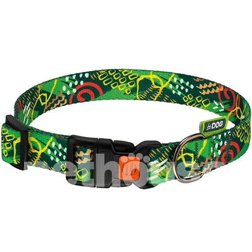 HiDog Нейлоновий нашийник "Abstraction green" для собак