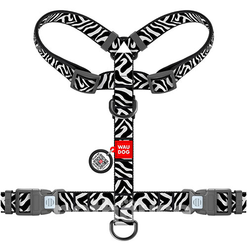 WauDog Nylon Шлея з принтом "Зебра" для собак, нейлон