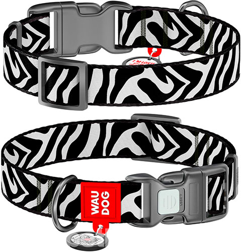 WauDog Nylon Нейлоновий нашийник "Зебра" з QR-паспортом для собак