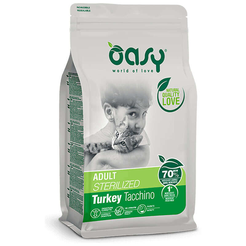 Oasy Корм з м'ясо птиці індичка рис для дорослих котів