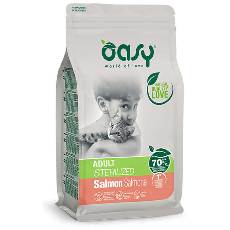 Oasy Корм з курка рис лосось для дорослих котів