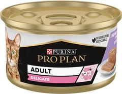 Упаковка вологого корму для дорослих кішок з чутливим травленням Purina Pro Plan Delicate, мус з індичкою 24 шт х 85 г (3222277189920/8445290173300)