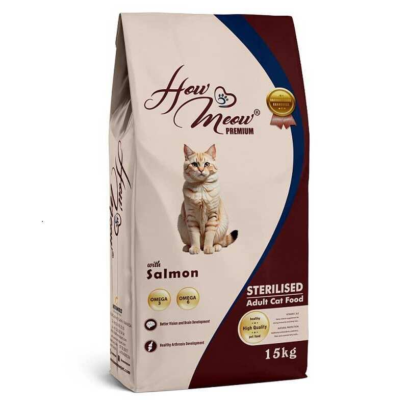 How Meow Sterilised Adult Cat - Сухий повнораціонний корм з лососем для дорослих стерилізованих котів