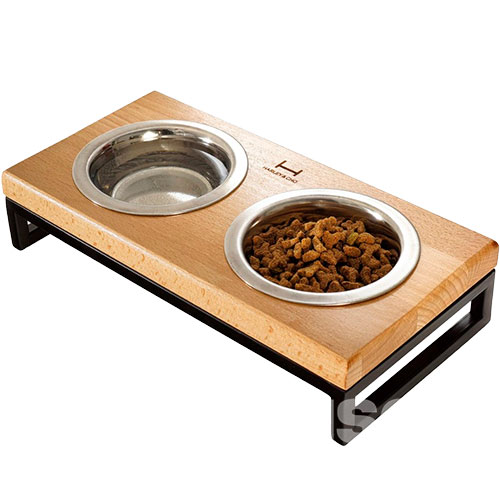 Harley and Cho Миски на підставці Lunch Bar Natural wood + Black