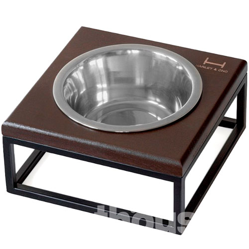 Harley and Cho Одна миска на підставці Lunch Bar Brown wood + Black