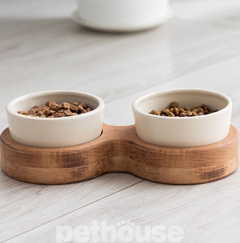 PetJoy Миски керамічні на підставці Brown Beige