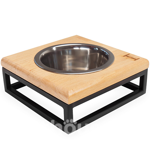 Harley and Cho Одна миска на підставці Lunch Bar Natural wood + Black