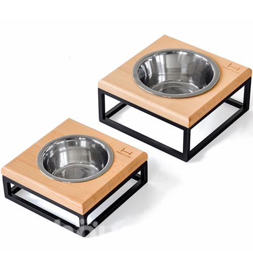 Harley and Cho Одна миска на підставці Lunch Bar Natural wood + Black